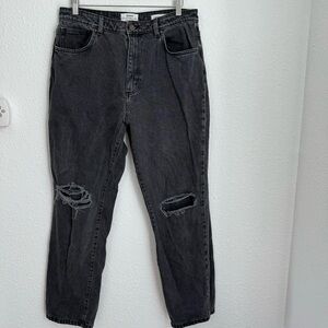 Cotton On long straight leg high rise black dark gray denim jean women’s size 12